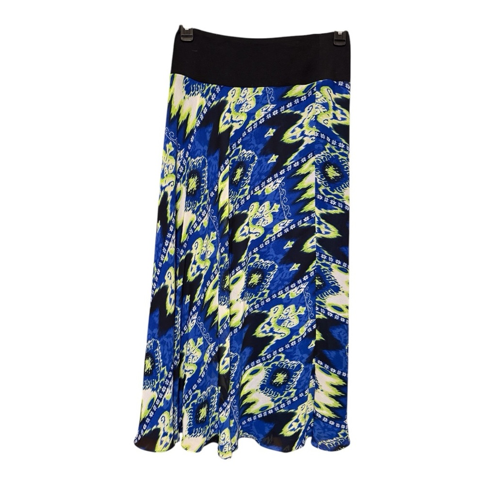 Vintage Woman’s Maxi  Evan Picone Blue Yellow Pleated Maxi Skirt